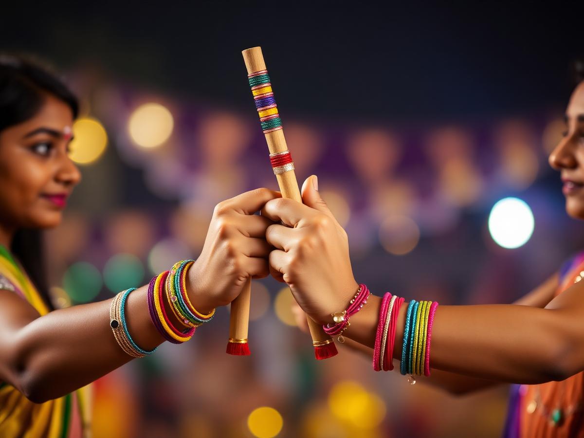 Two dandiya sticks striking together